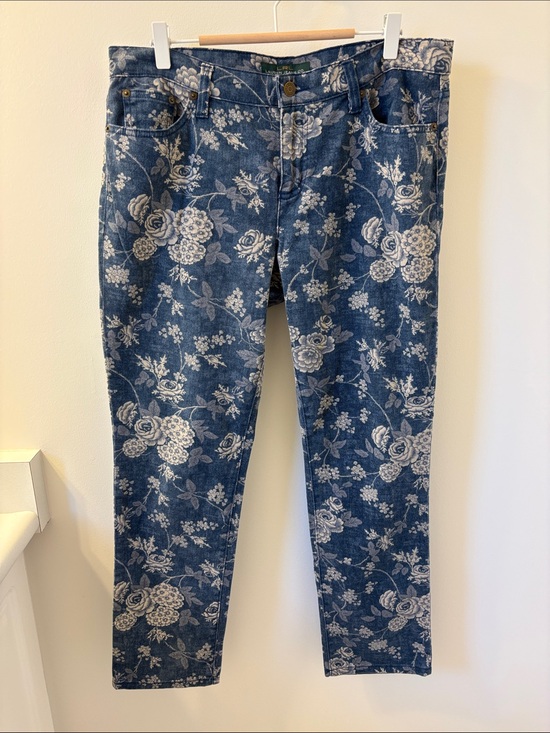 Lauren Ralph Lauren Denim - LAUREN Jeans, Women's Blue Floral Print - Classic Fit, Sz 10